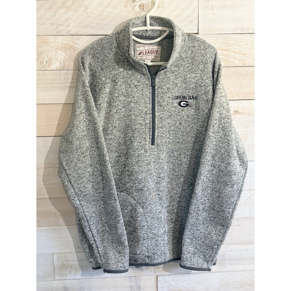 Georgia Bulldogs LS 1/4 Zip Polyester Nimbus Grey Pullover Size Large